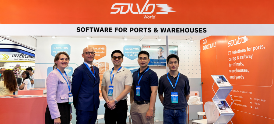 SOLVO representatives and partners at the SOLVO booth during VILOG 2026 in Vietnam.